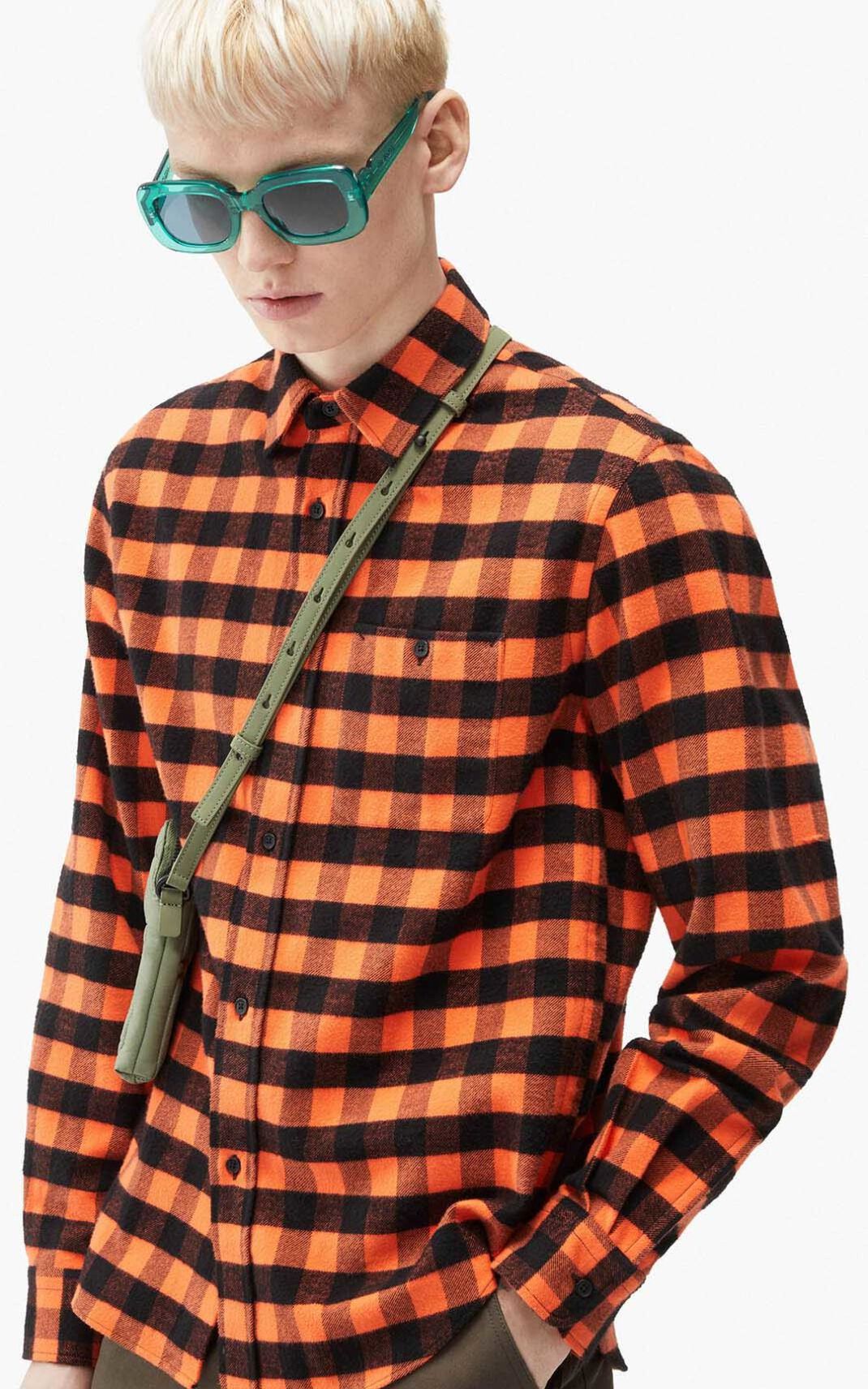 Camisa Kenzo Check print casual Hombre Naranjas DXZ854063